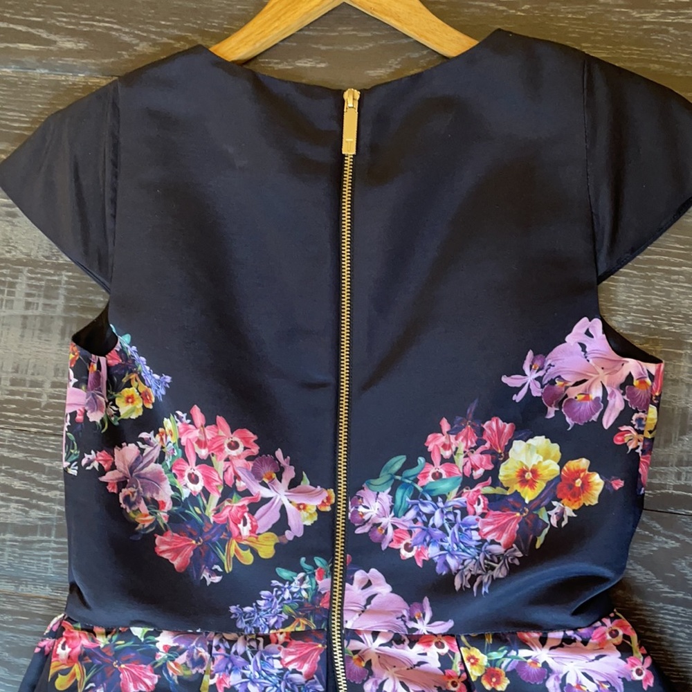 TED BAKER: Floral Decadence Skater Dress , NAVY - Picture 3 of 6